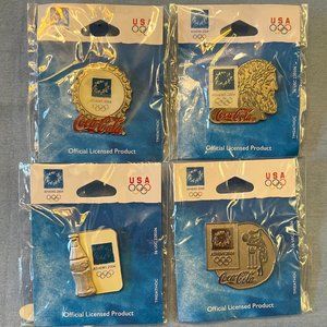Lot of 4 Coca-Cola Olympic Pins ~ 2004  Athens Games